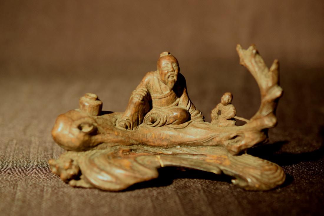 Chinese Bamboo Carving of Scholar with Boy (1 of 7)
