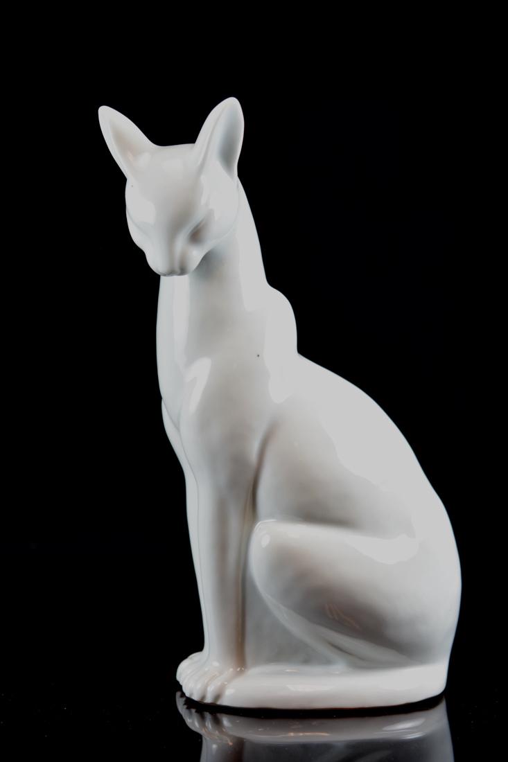 Japanese Kutani Porcelain Cat: 20th cen, measures 14" in height