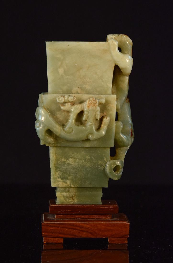 Chinese Celadon Jade Vase with Dragon (1 of 10)