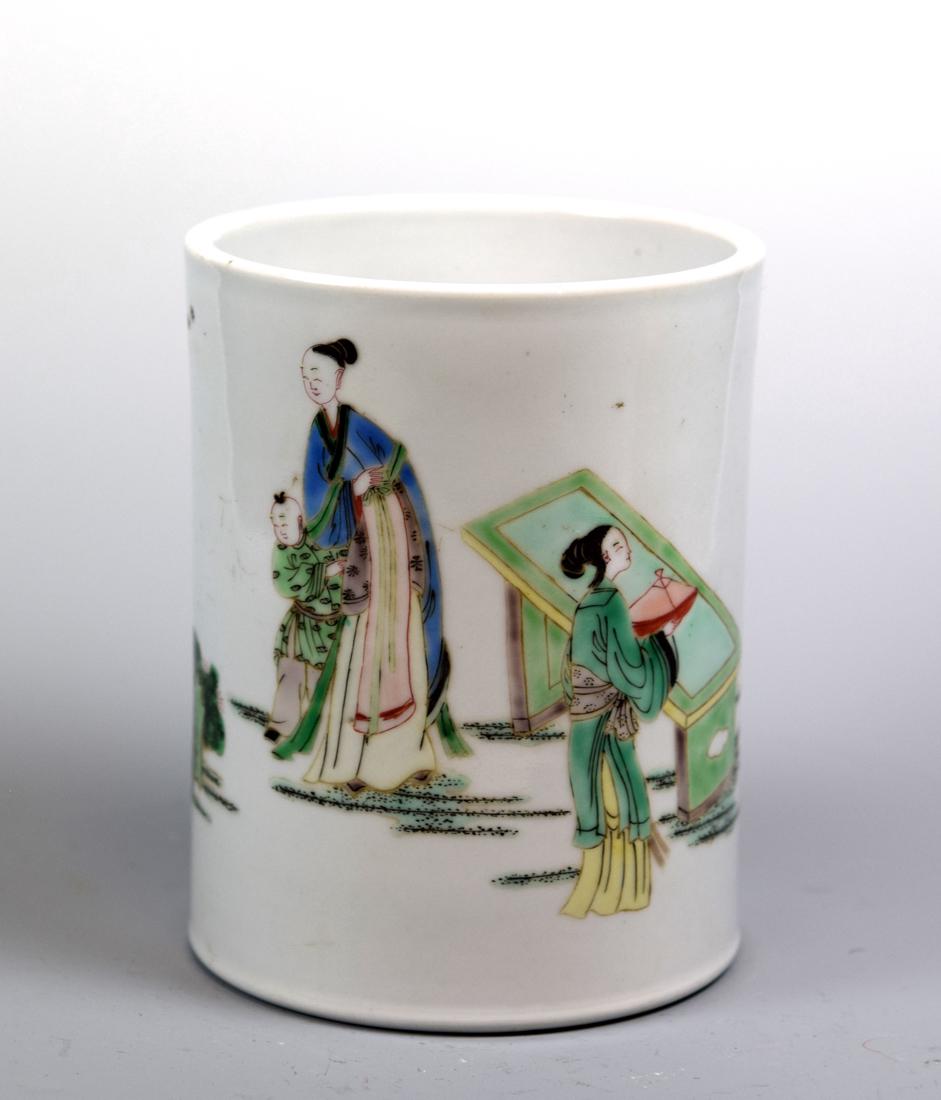 Chinese Famille Verte Porcelain Brushpot (1 of 5)