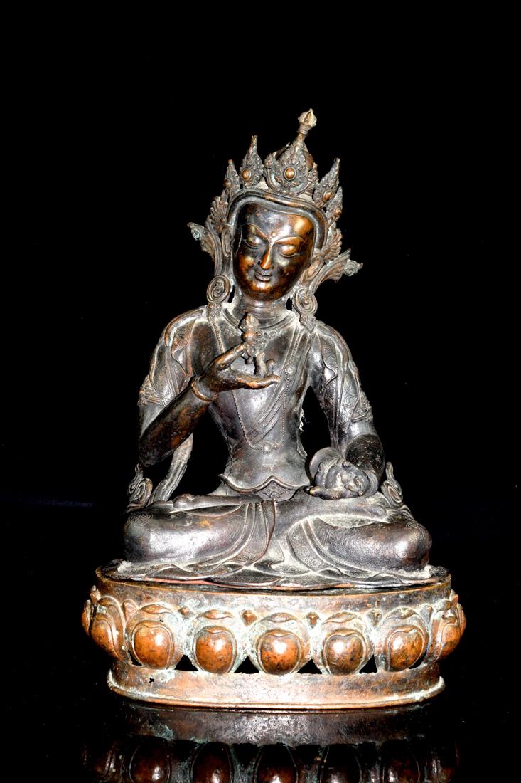 Nepalese Bronze Seated Tara with Dorja (1 of 10)