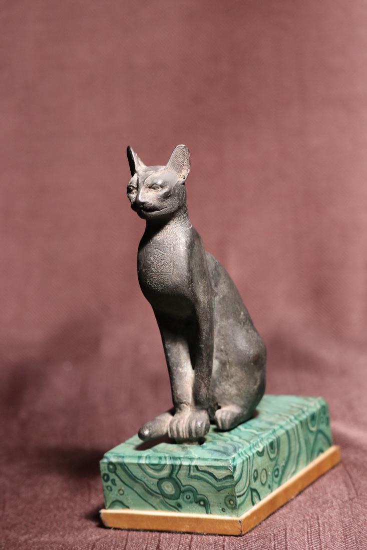 Egyptian Bronze Cat on Museum Base - Albert Gallatin (1 of 8)