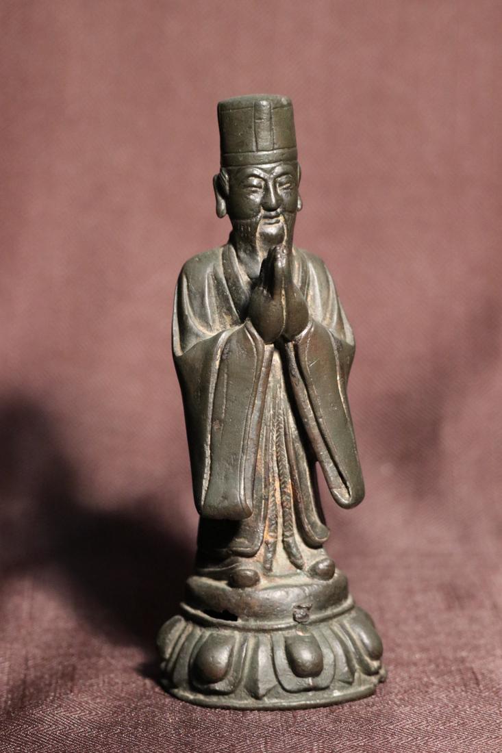Chinese Ming Bronze Standing Daoist Figurine - Albert (1 of 6)