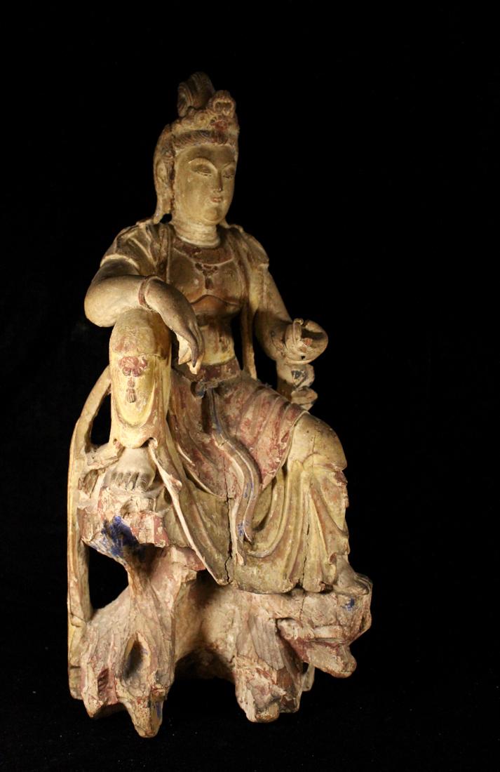Chinese Wood Kuanyin with Polychrome (1 of 10)