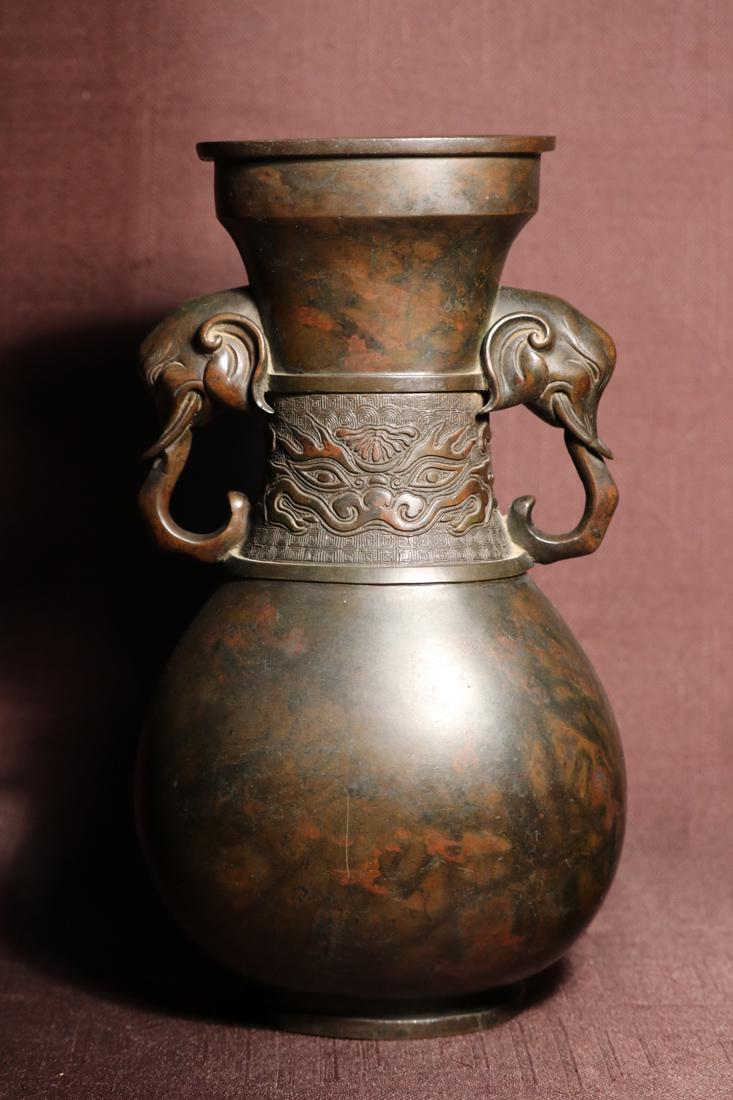 Chinese Bronze Vase with Elephane Handle (1 of 6)