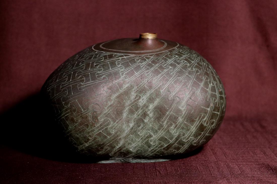 Modern Japanese Bronze Vase - Signed (1 of 10)