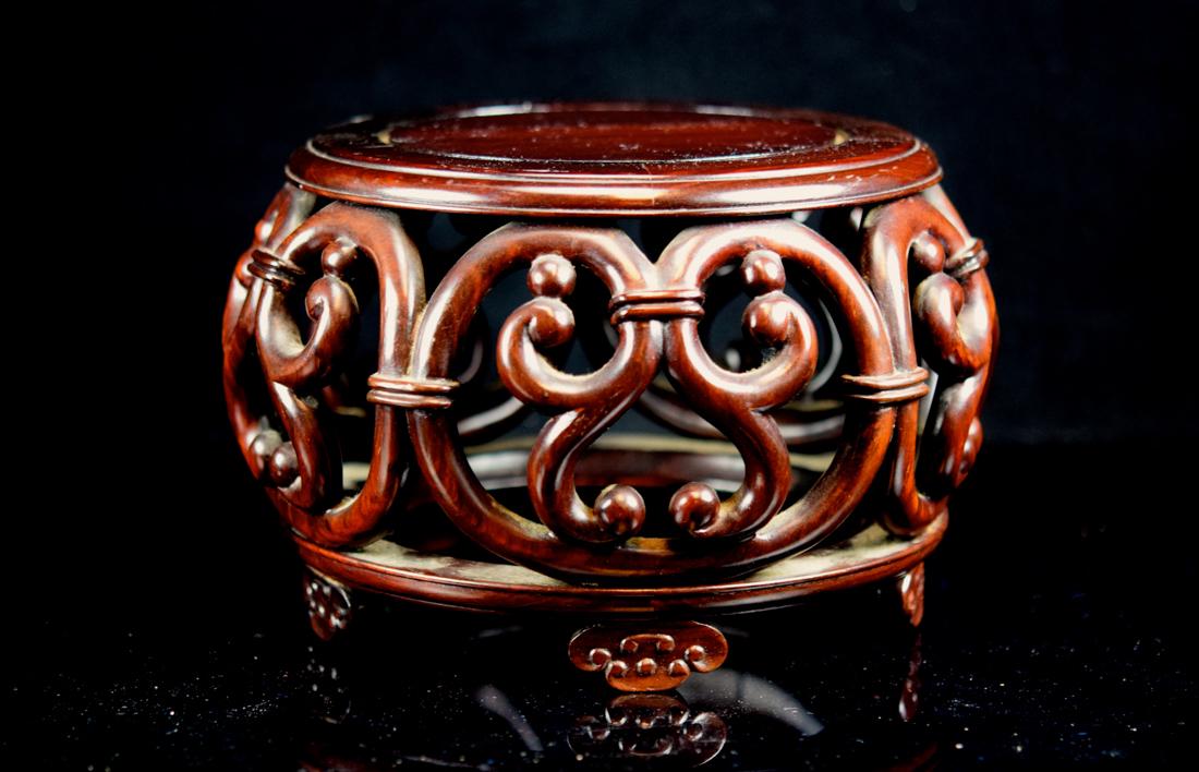 Chinese Rosewood Drum Shaped Stand (1 of 6)