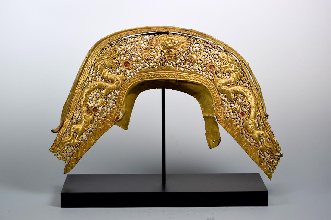 Tibet Gilt Copper Repousse with Dragon Motif (1 of 7)
