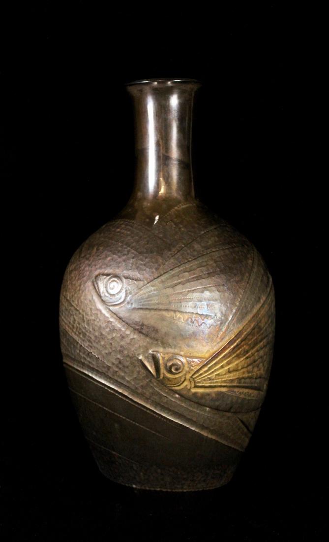 Japanese Silver Vase with Flying Fish (1 of 7)