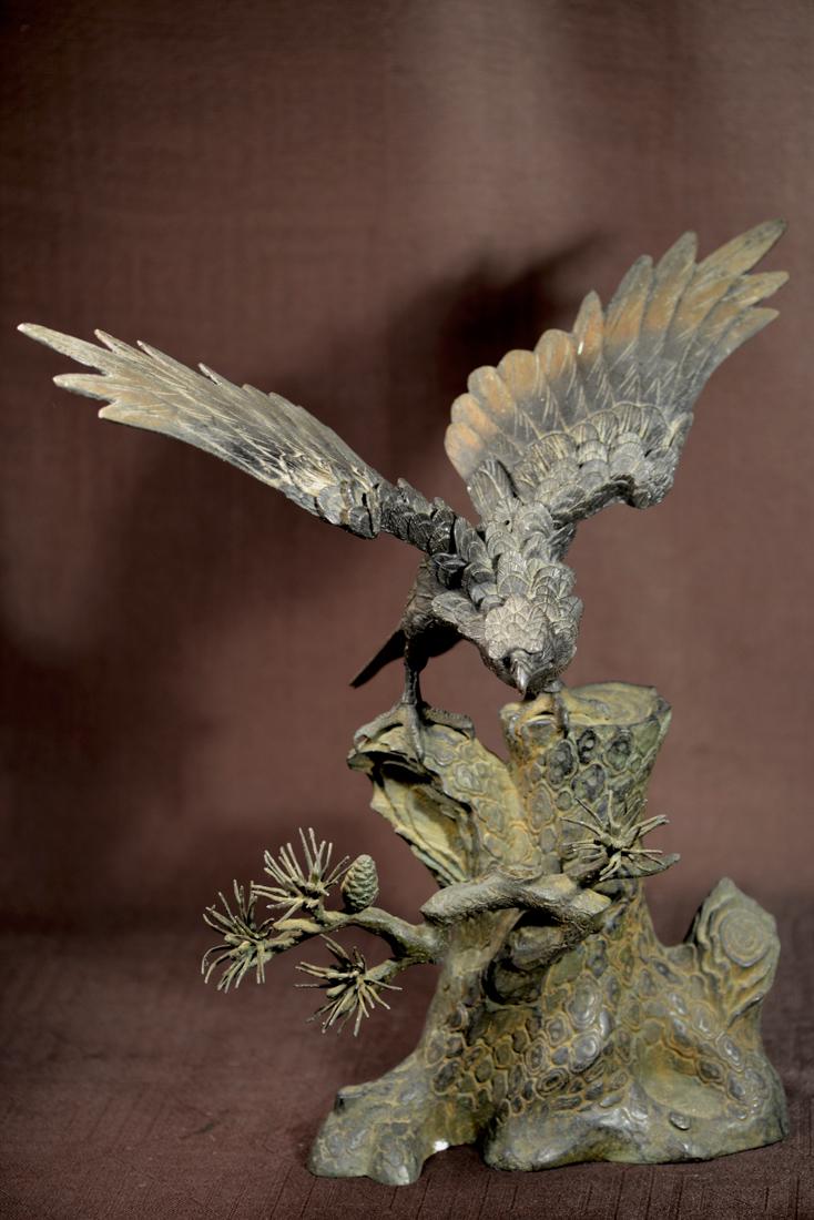Japanese Bronze Hawk on Pine (1 of 9)