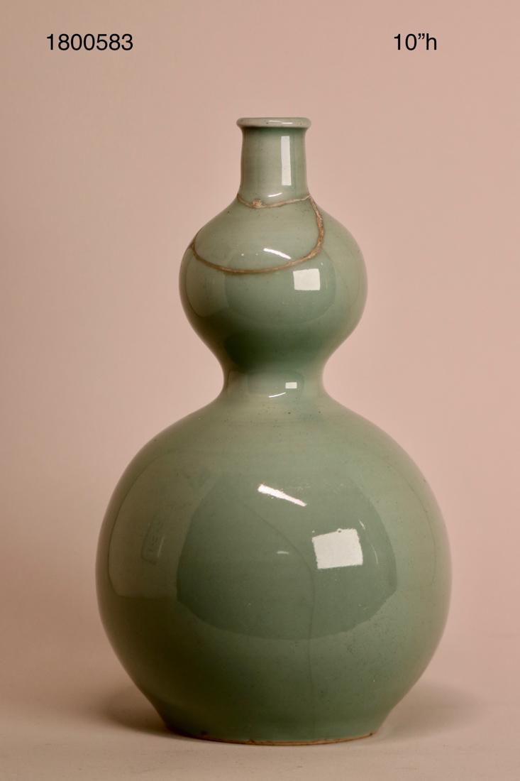 Chinese Double Gourd Celadon Porcelain Vase - Gold (1 of 6)
