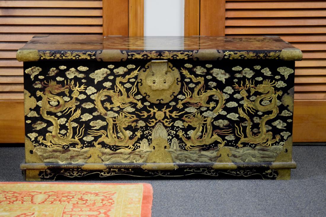 Chinese Lacquered Trunk with Dragon Motif (1 of 8)