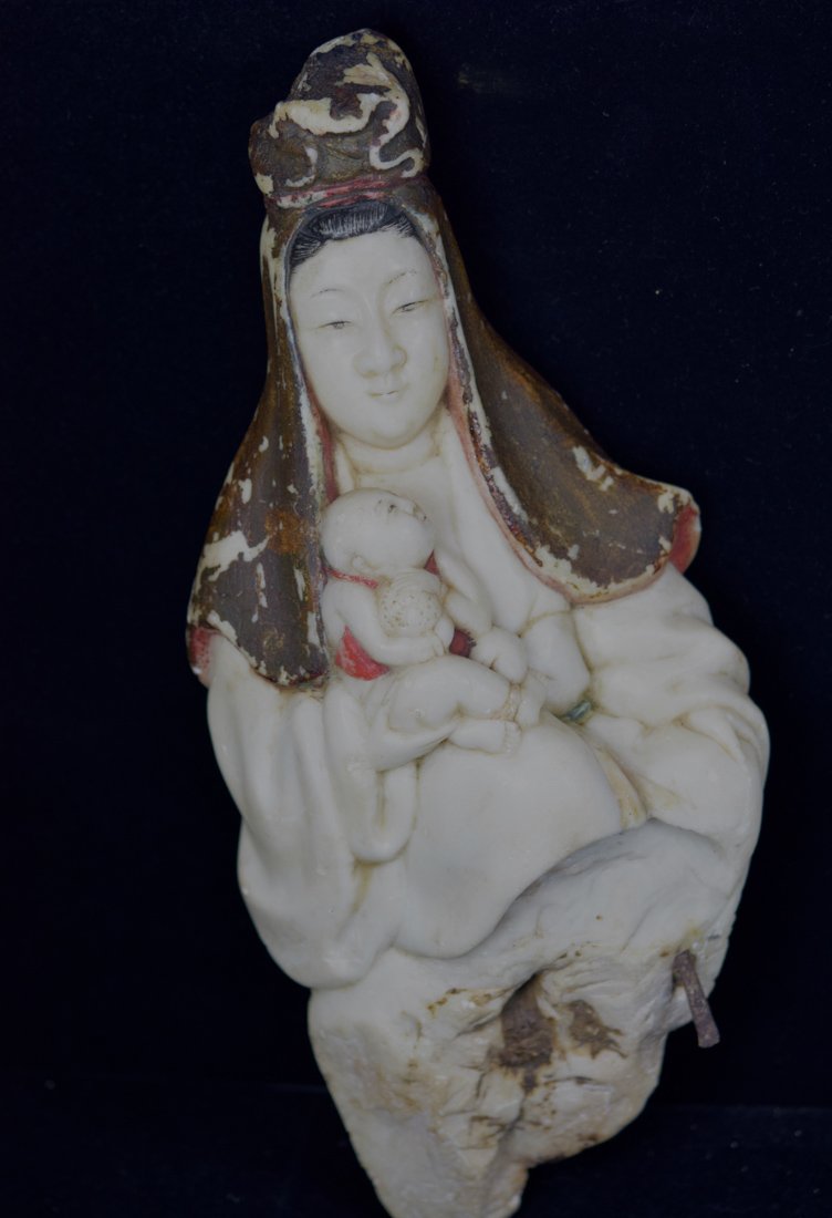 Chinese 17th cen White Marble Kuanyin (1 of 6)