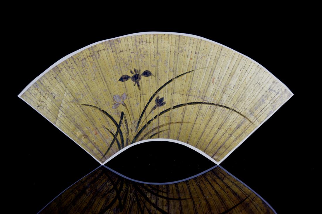 Japanese Edo Period Fan Painting #3 - Iris (1 of 5)