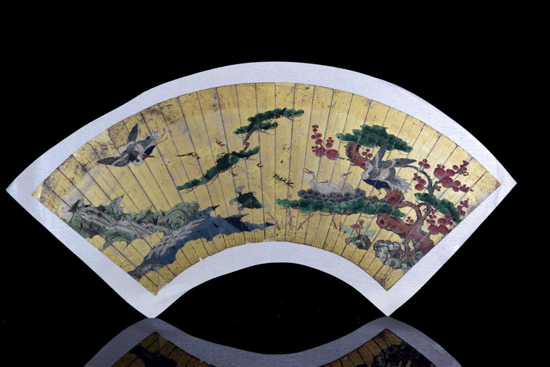 Japanese Edo Period Fan Painting #9 - Crane and Pine (1 of 7)
