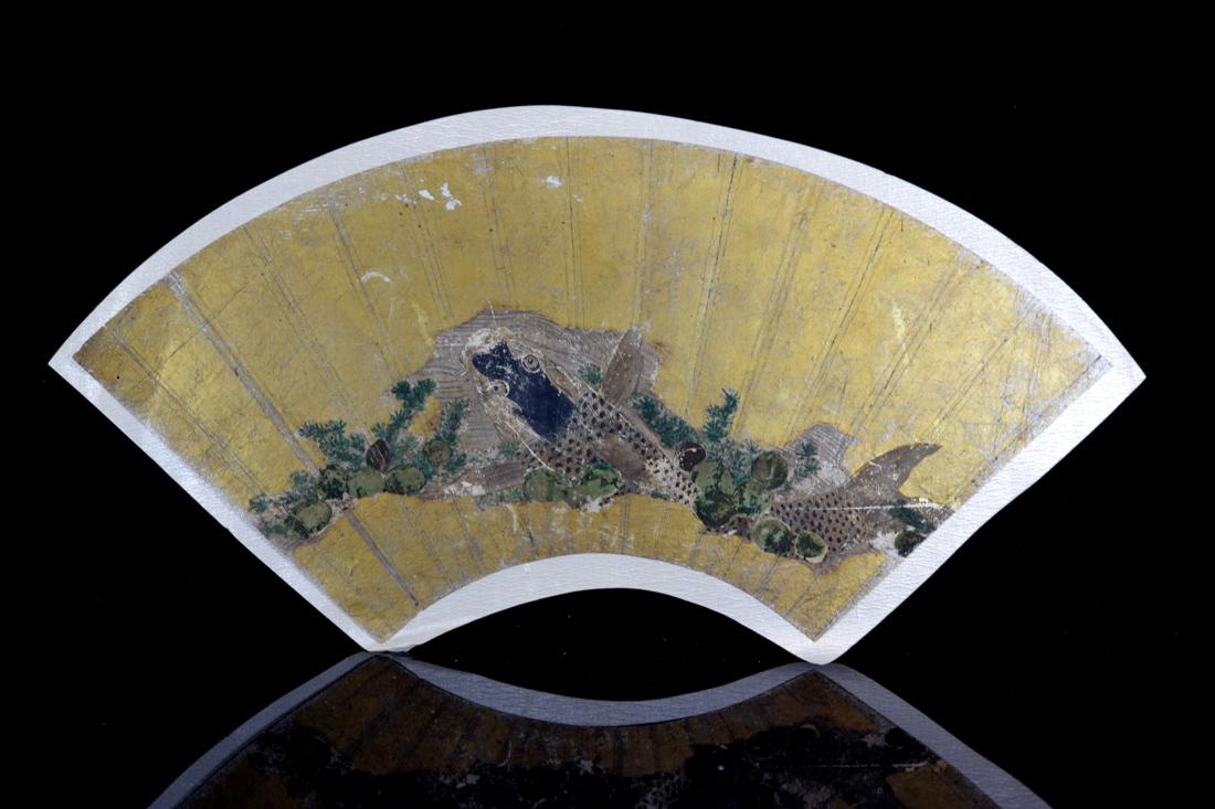 Japanese Edo Period Fan Painting #10 - Carp (1 of 4)