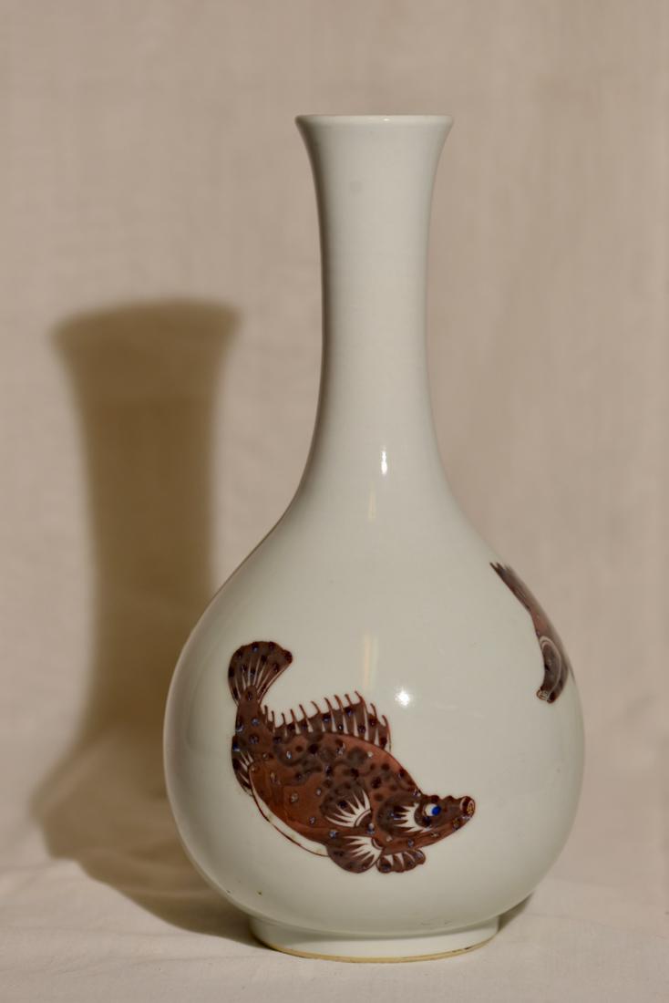 Chinese Copper Red Porcelain Vase with Fish (1 of 9)