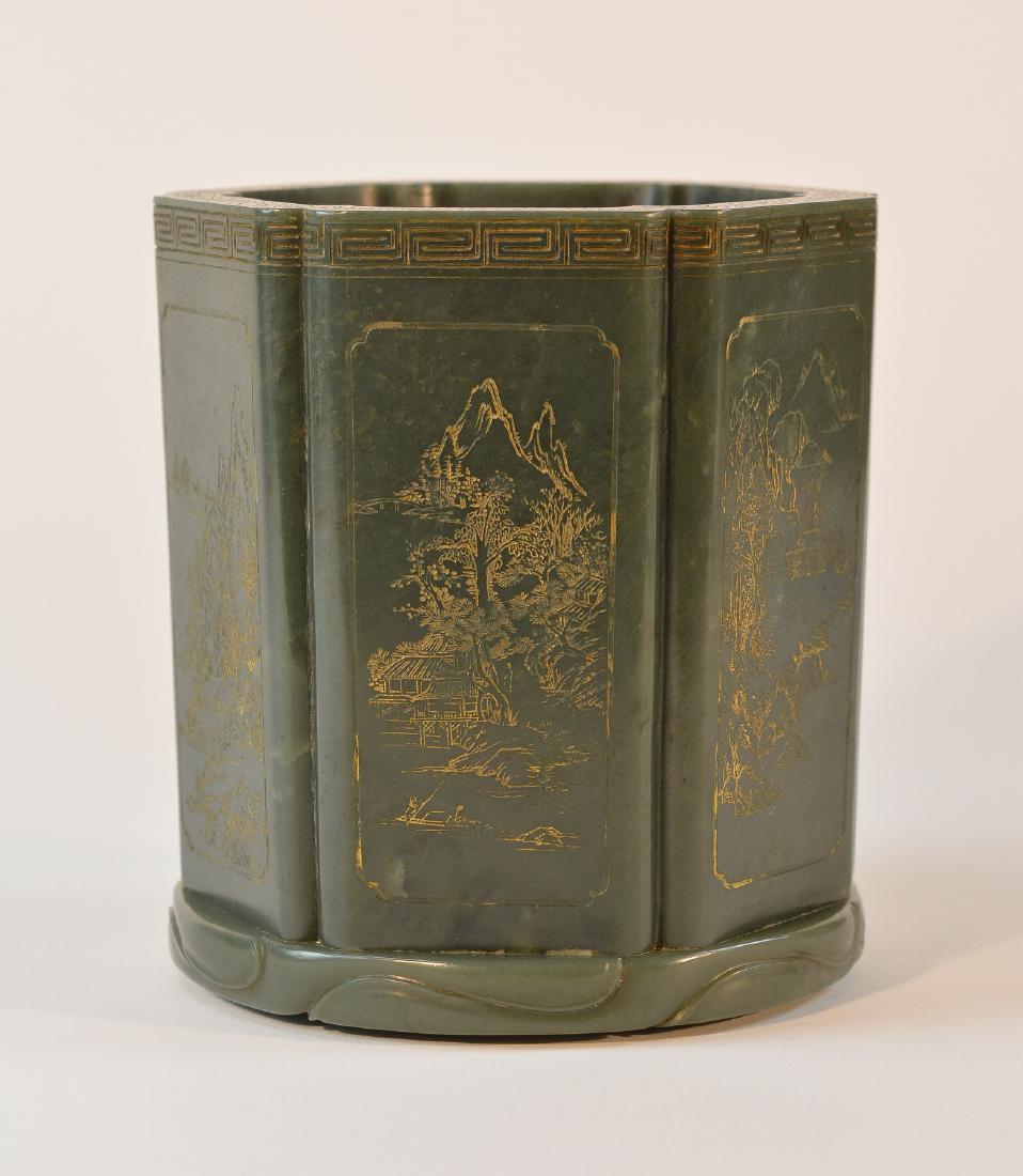 Chinese Spinach Green Jade Brush Pot (1 of 9)