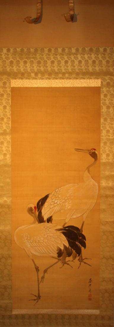 Chinese Scroll Painting of Crane - Wang Wei Zheng: 20th cen, scroll on paper, bor 1944, measures 18" by 27"