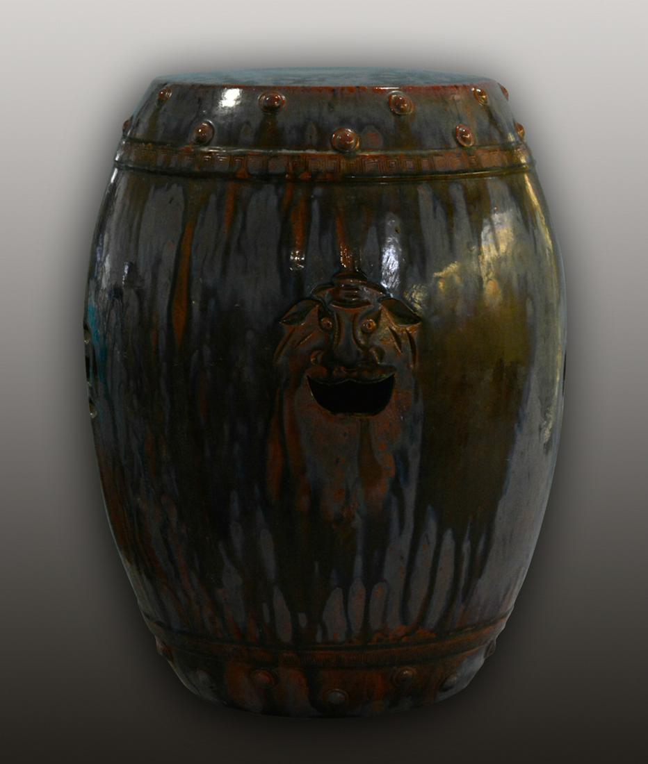 Chinese Ceramic Garden Seat with Purple Glaze: 20th cen