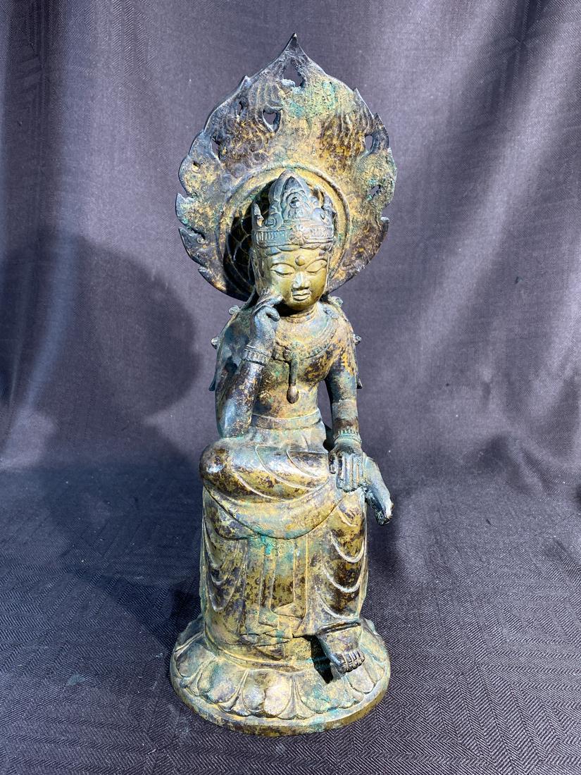 Antique Korean Gilt Bronze Kuanyin: 19th cen, korean gilt bronze kuanyin, 15.5"ht