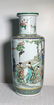 Chinese Rouleat Porcelain Vase with Famille Verte Glaze