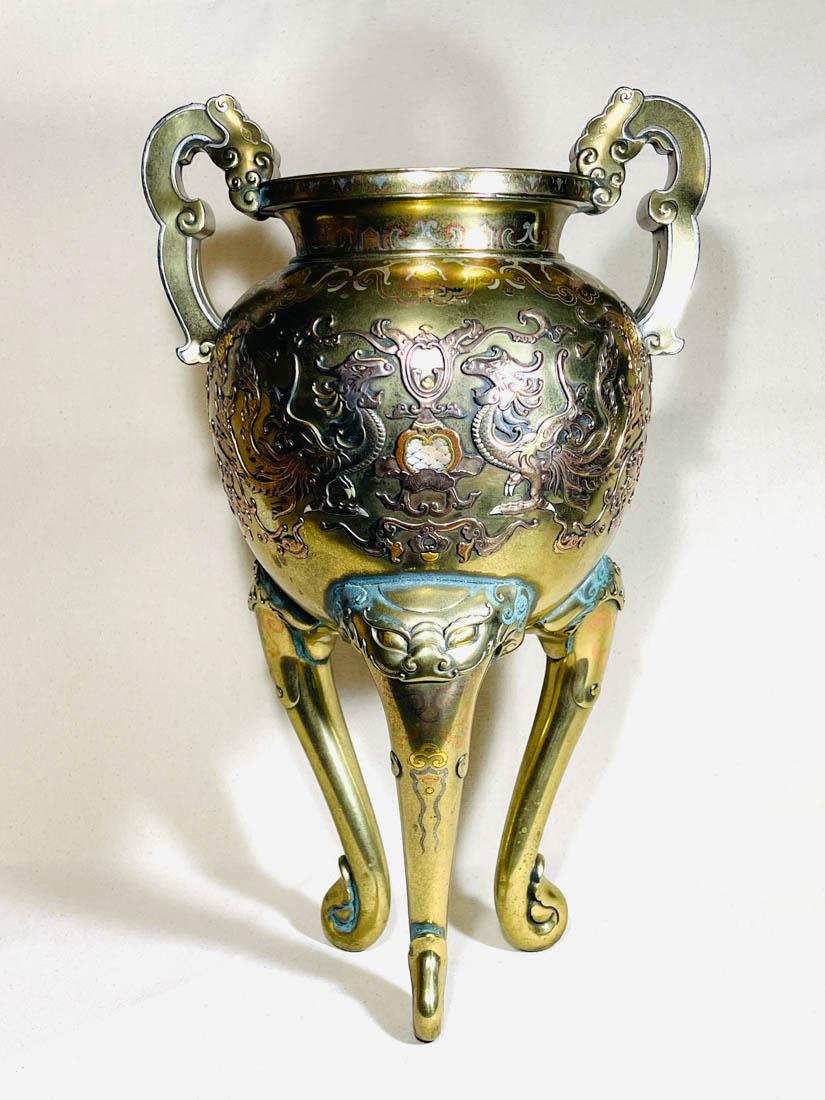 Japanese Mixed Metal Bronze Censer with MOP inlay (1 of 12)
