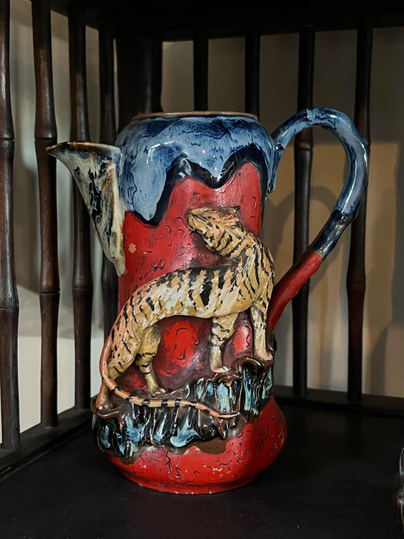 Japanese Sumidagawa Porcelain Pitcher - Tiger (1 of 10)