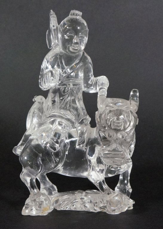 Chinese Rock Crystal Boy: 19th century. Imperfection. 6" H