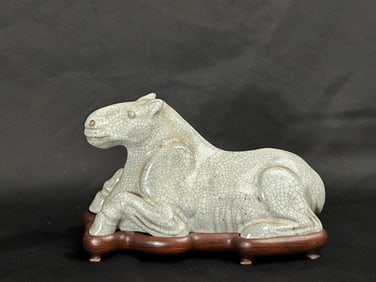 Chinese Porcelain Horse with Ge Crackle Glaze