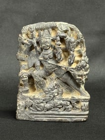 Antique Tibetan Carved Stone Buddha Plaque