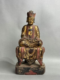 Chinese Carved Wood Seated Kuanyin
