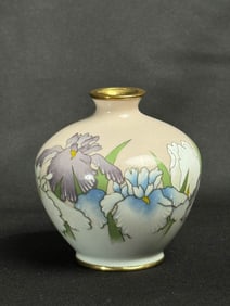 Japanese Wireless Cloisonne Vase - Iris