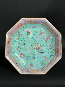 Chinese Famille Rose Porcelain Hexagonal Dish