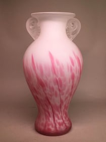 Murano Cameo Art Glass Vase with Handle