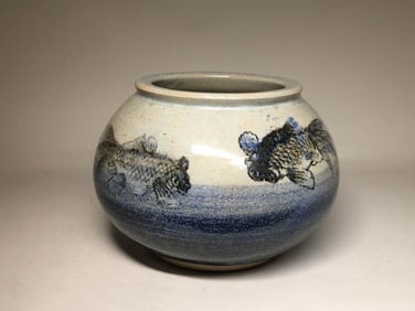 Japanese Studio Pottery Vase with Goldfish