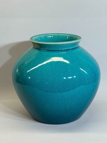 Japanese Peacocl Blue Studio Vase - Signed