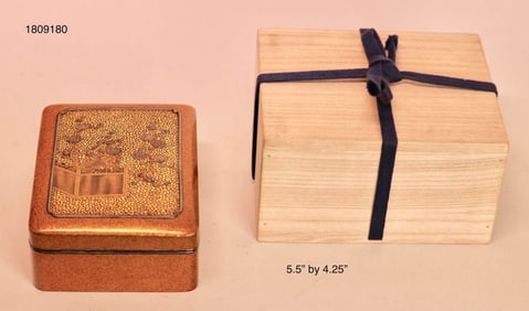 Stunning Japanese Meiji Period Gold Lacquer Box with Silver Trim