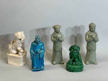 Group of Five Chinese Porcelain Figurines and Foolions