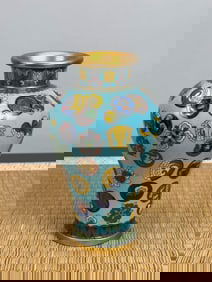 Chinese Cloisonne Vase with Balls of Flowers