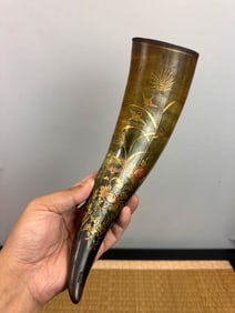 Stunning Japanese Lacquer on Horn Wall Vase - Meiji