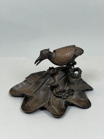Japanese Bronze Censer - Bird on Lotus