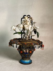 Chinese Silver Basket with Enamle