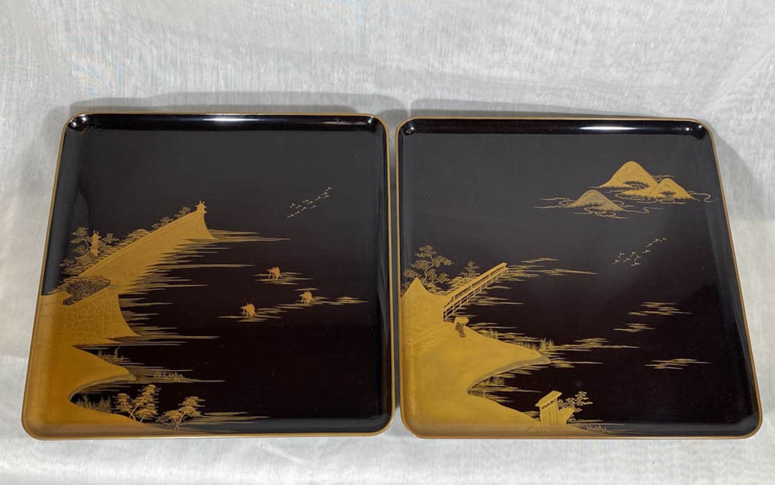 Japanese Lacquer Ten Tray Set (1 of 9)