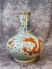 Chinese Famille Rose Porcelain Vase - Dragon Pheonix