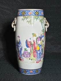 Japanese Studio Porcelain Vase - Elder Riding Dragon