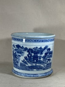 Large Chinese Blue White Porcelain Brushpot