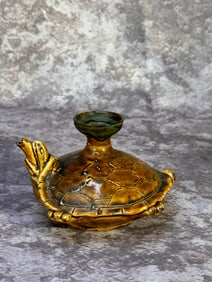 Old Kiln Chinese Straw Glazed Pottery Turtle Ewer