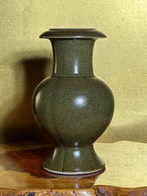 Chinese Teadust Porcelain Vase with Lobbed Body