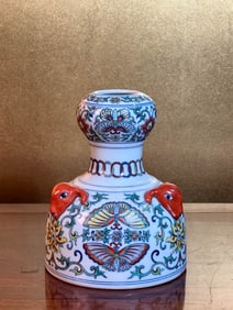 Chinese Doucai Porcelain Vase with Rams Head